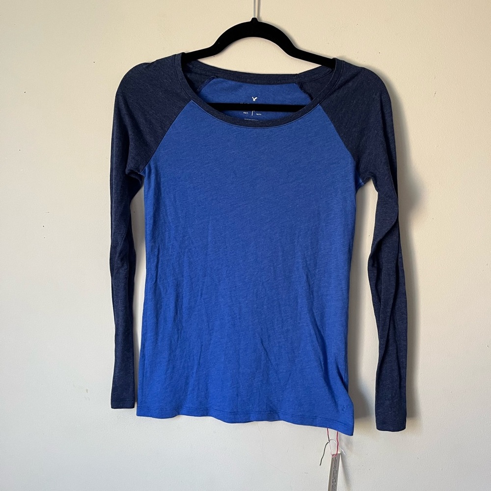 American eagle blue baseball tee